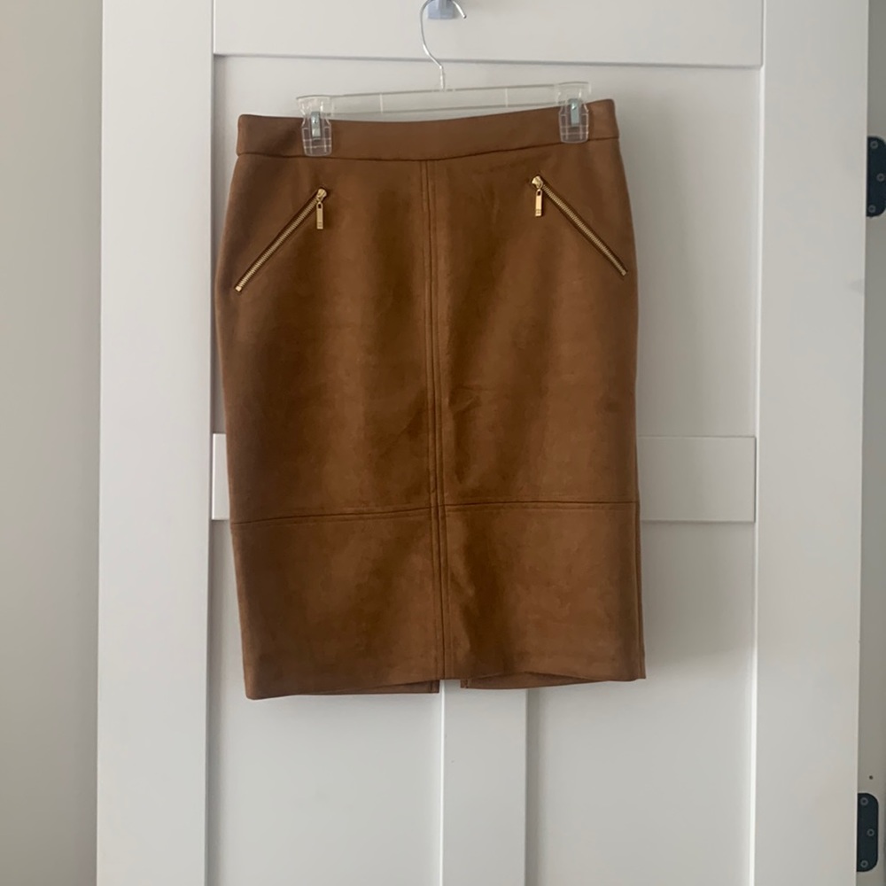 Brown Suede Pencil Skirt